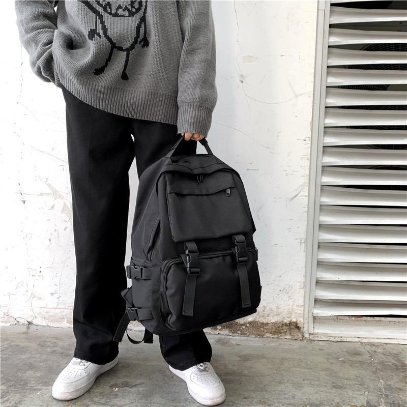 New large-capacity college style fresh women's bag solid color simple women's bag college student fashion student backpack