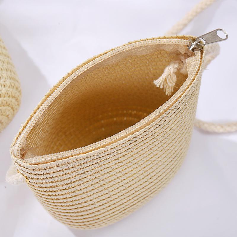 Handmade Straw Bag Women Woven Beach Crossbody Bag Ladies Shoulder Rattan Handmade Knitted Candy Color Small Handbag