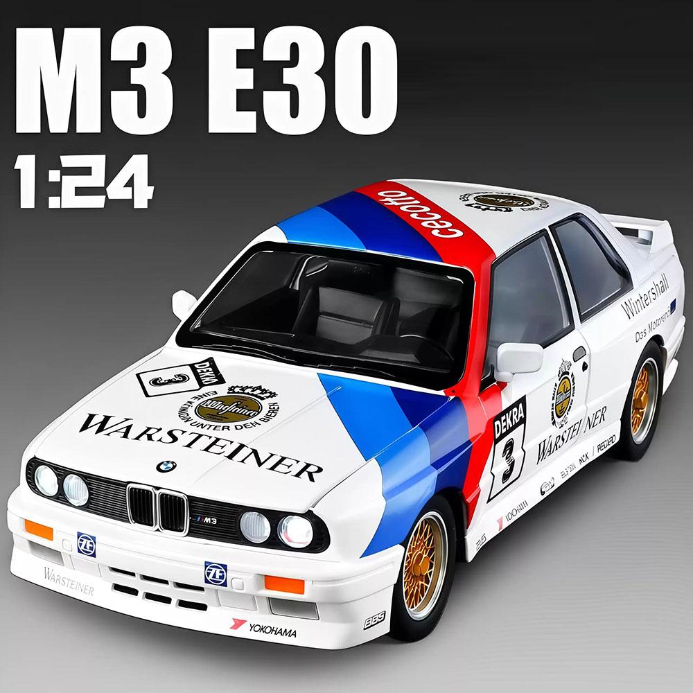 1:24 M3 M4 Model Toys Diecast Alloy Car 4 Doors Opened Sound Light Pull Back Front Wheel Steering Vehice For Boy's Birthday Gift