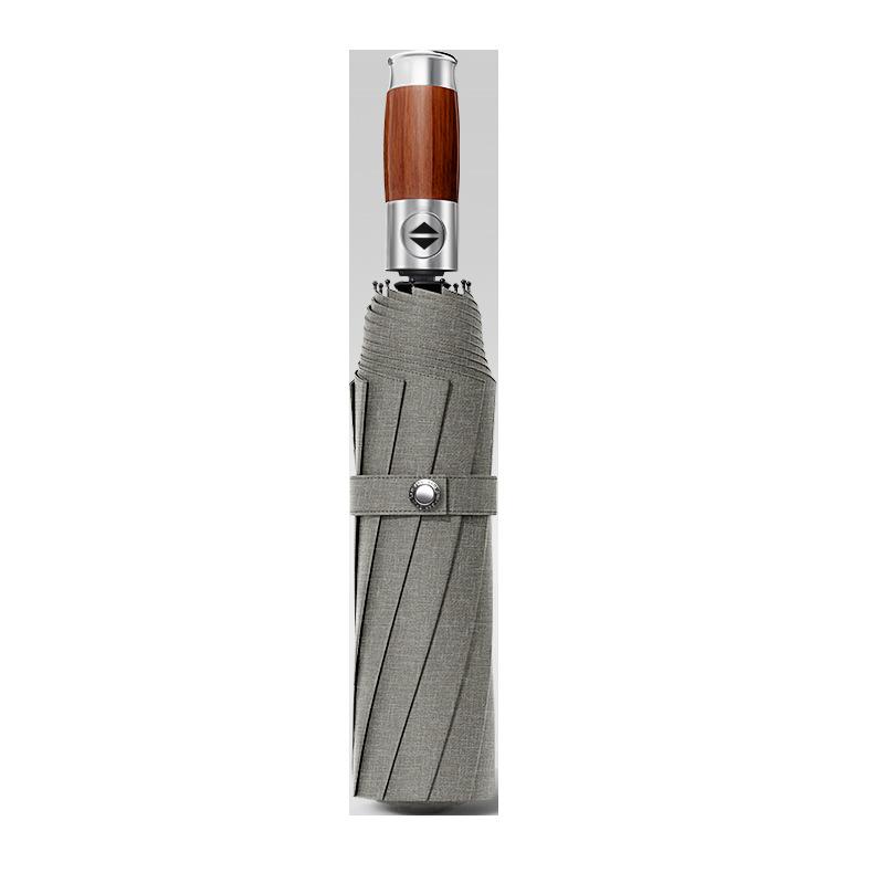 Automatic umbrella Men's wooden handle sun umbrella Sunscreen and UV umbrella Sun umbrella Reinforced double umbrella