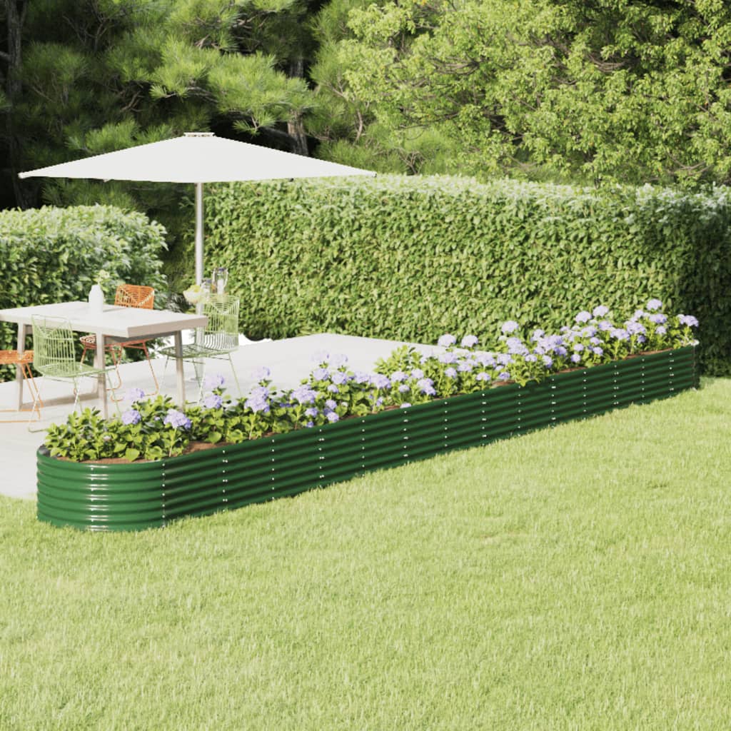 Raised Garden Bed Galvanized Steel 620 X 80 X 36 Cm Green