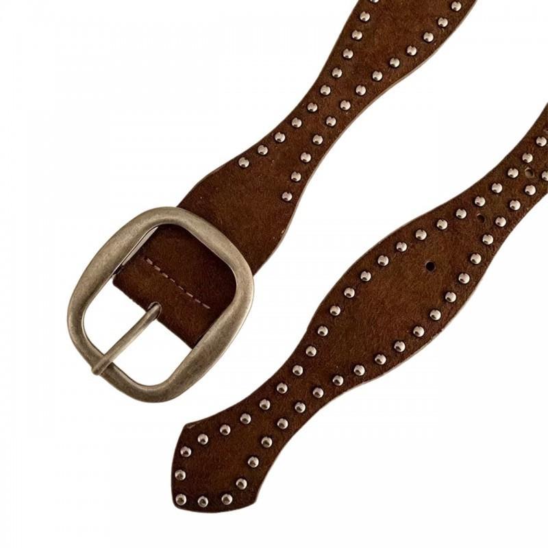Retro Western Suede Belt With Rivet Detailing Wide 3.8cm Punk Style Waistband Women Alloy Pin Buckle Vintage Distressed