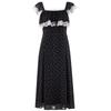 French Elegant Lace Square-Neck Ruffle Floral Midi Dress
