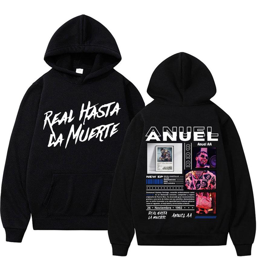 Rapper Anuel AA Real Hasta La Muerte Hoodies Men Women Hip Hop Retro Style Sweatshirt Pullover Harajuku Fashion Oversized Hooded