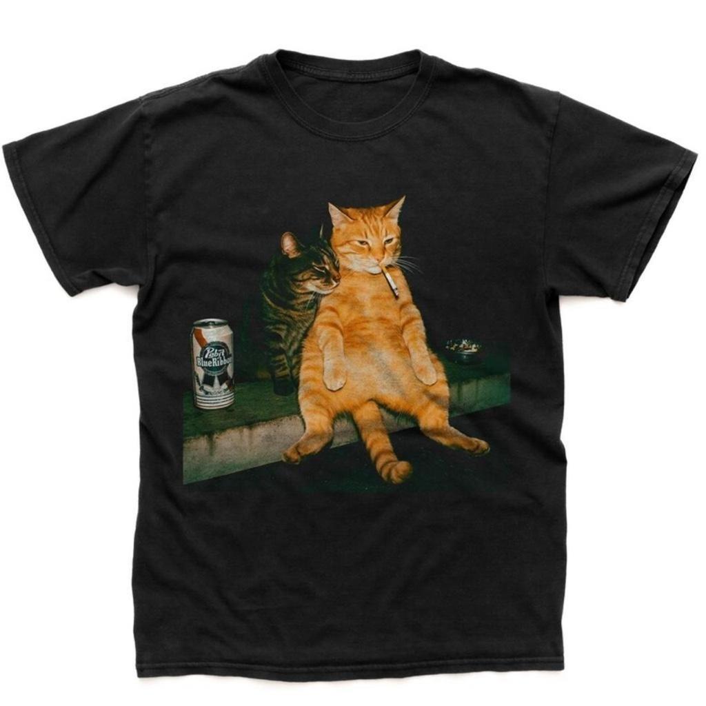 Vtipné Kočičí Meme Kočka Kouřící Unisex Tričko S-5XL