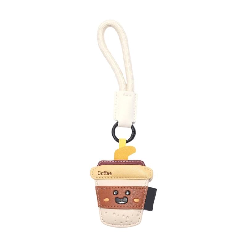 

Adorable French Fries Milk Teas Couple Keychain PU Leather Bag Charm Fashion Accessory With Practical Metal Fastener
