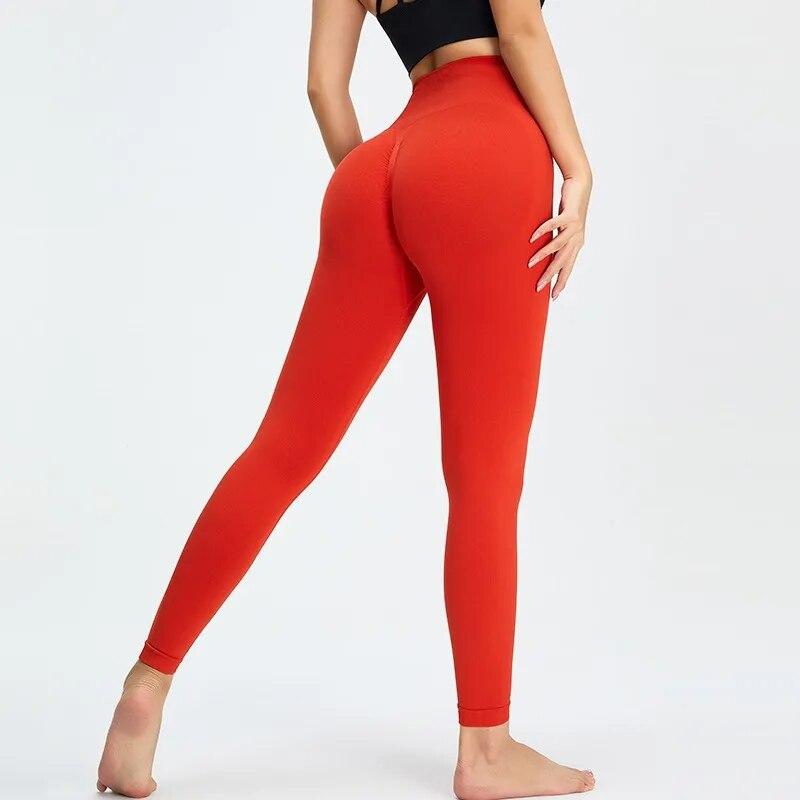 Pantaloncini Da Ciclismo Donna A Vita Alta Con Tasche: Corti Sportivi Per Yoga, Palestra E Fitness, Colore Rosso Vivo, Taglia L