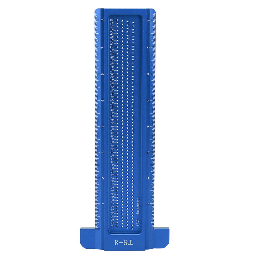 TS-8 Woodworking Hole Ruler Aluminum T shaped Measuring Tool   Scriber for Hardware(Red )