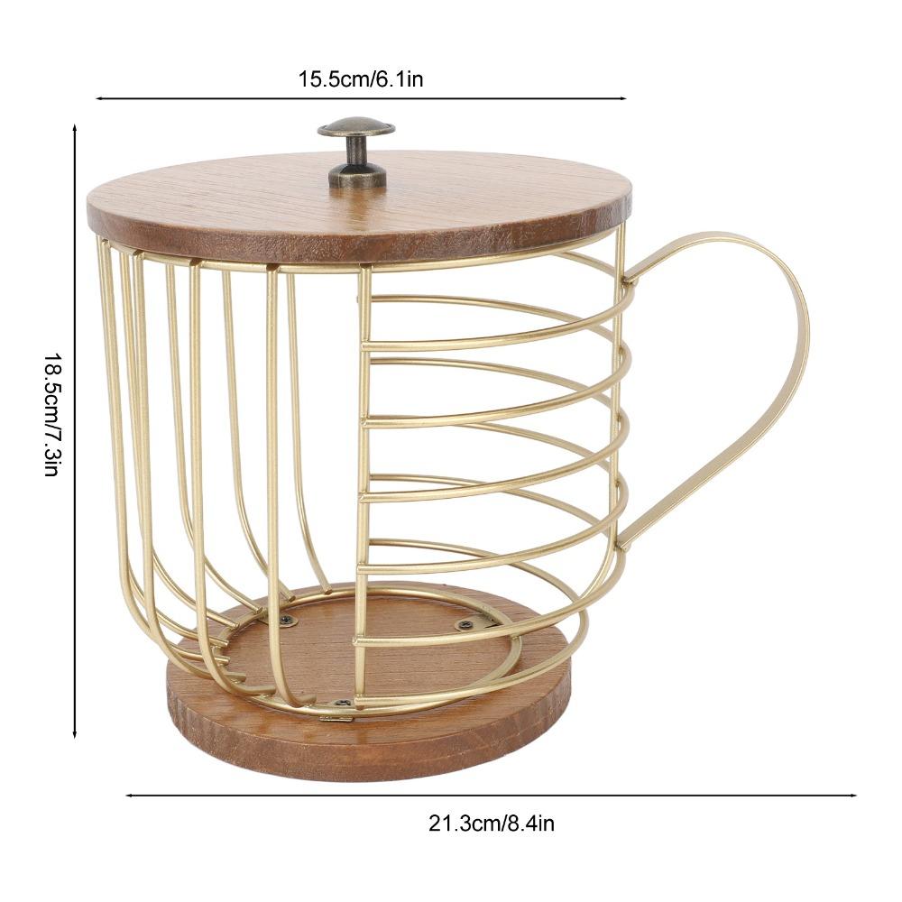 Wooden Base Coffee Pod Holder With Lid Space Saving Coffee Pods Storage Organizer Large Capacity Wire Construction