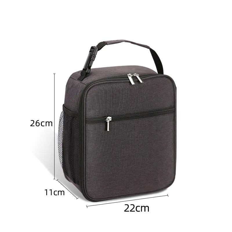 Thermal Lunch Bag for Women Gray Oxford Cloth Aluminum Foil Insulation Shoulder Bag Waterproof Picnic Cooler Container Handbags