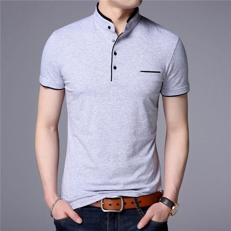 Plus Size Men Summer Casual Top Slim Printing Cotton Short Sleeves Polo Shirt