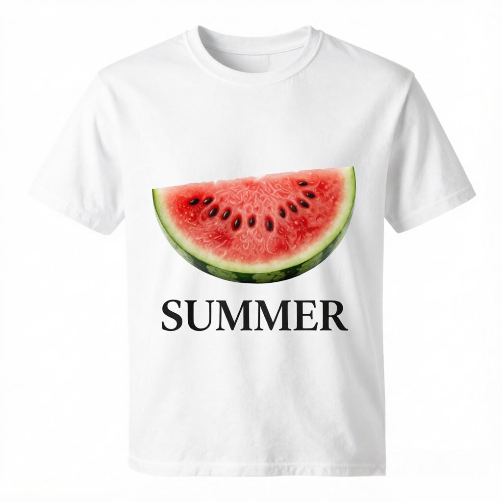 Fresh Summer Watermelon Summer Typography Print Unisex Loose Fit Cotton Casual Tees