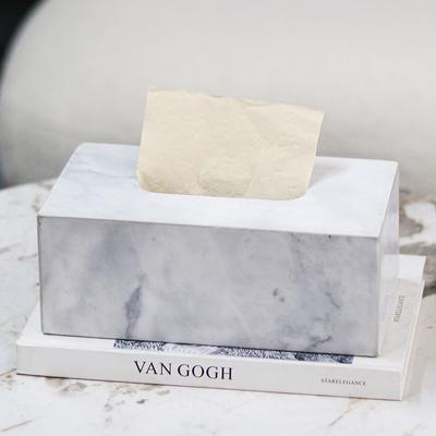 Leichte, luxuriöse, rechteckige Taschentuchbox aus Marmor, Ornamente für Verkaufsbüros, Hotels, Modellzimmer, Desktop-Taschentuchbox, weiche Dekorationen