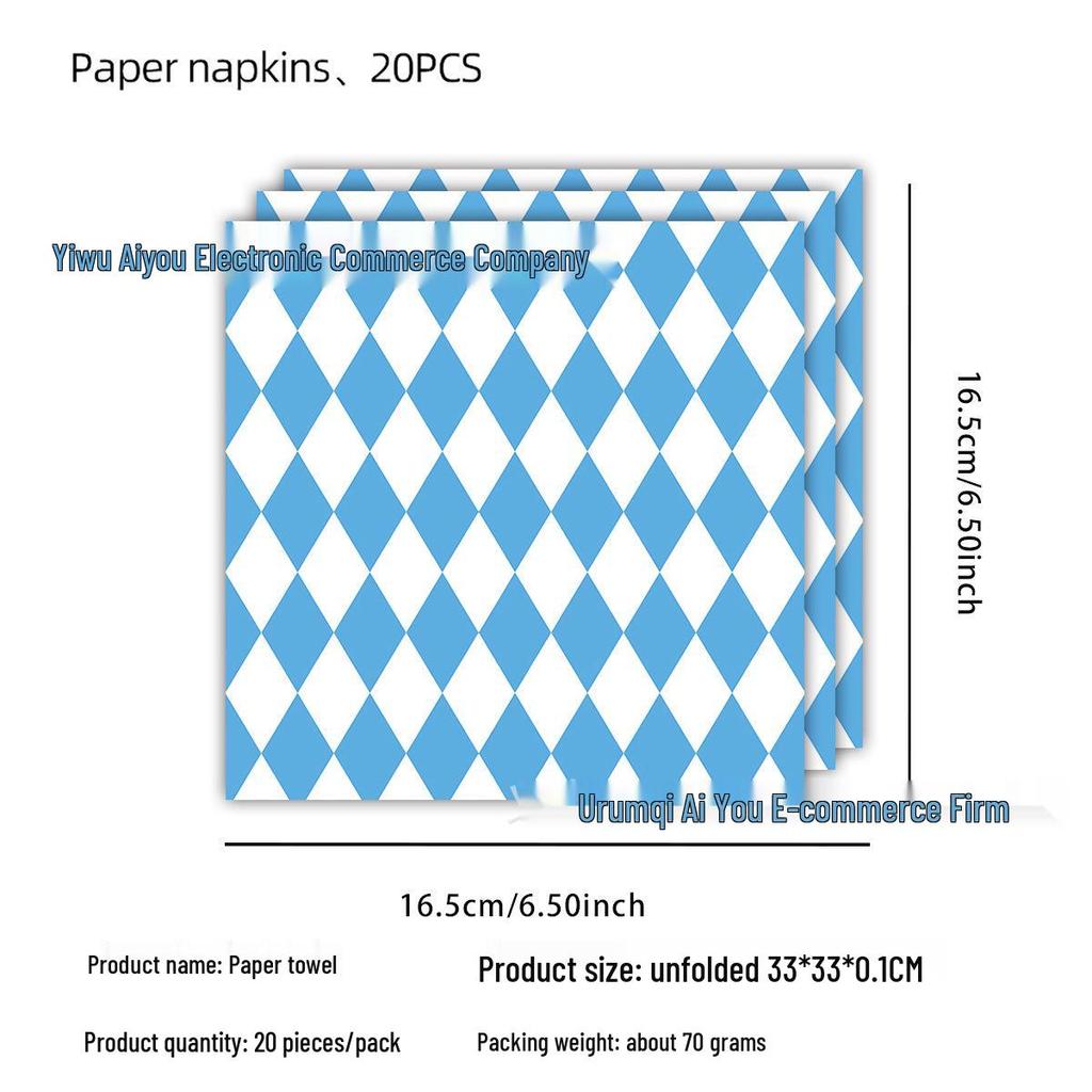 Oktoberfest Party Set: Themed Plates, Cups, Napkins, Tablecloth, and Flags.