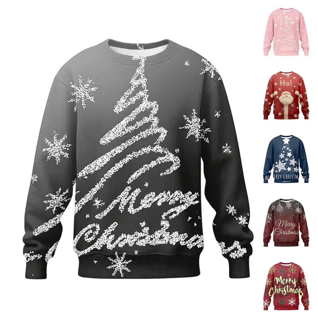 Men's Casual Loose Fit Printed Neck Long Sleeve T-Shirt for Daily Wear