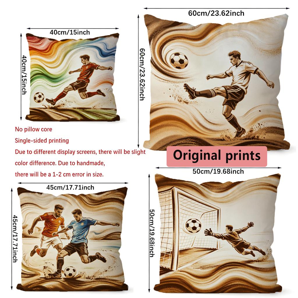 Soccer Themed Decorative Throw Pillow Covers Pattern Cushion Cover Suitable For Sofa Bedroom Car Pillow Cover