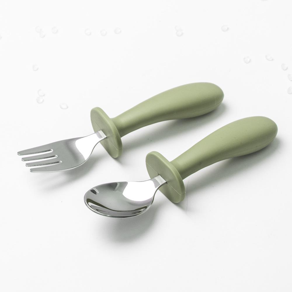 Edelstahl Kinder-Essgeschirr mit Anti-Rutsch-Silikon-Saugfuß & Besteck