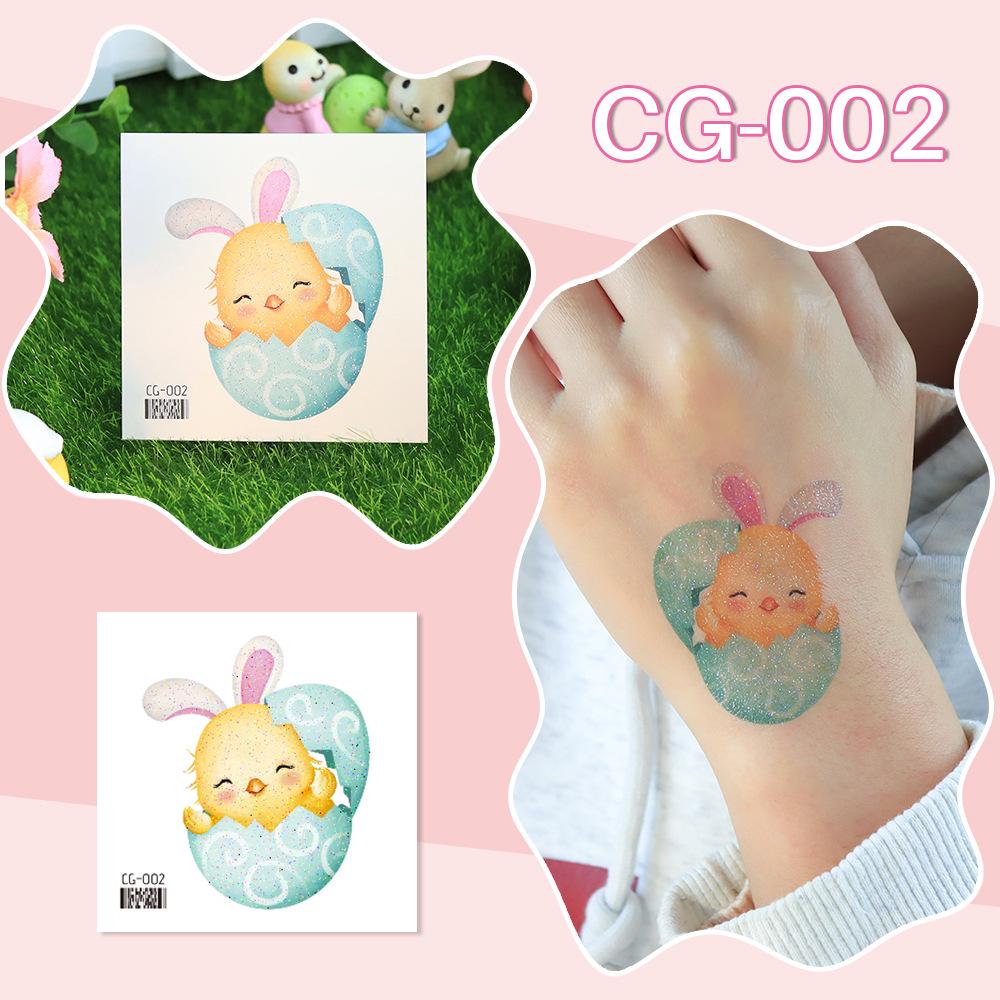 Ruikalong Glitter Easter Cartoon Tattoo Stickers - Cute, Disposable Face and Arm Stickers 60x60mm