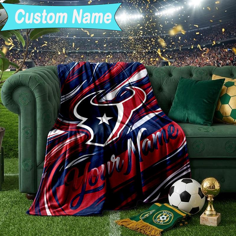 Custom Name Blanket Houston-Texans Artwork Blanket Bedding Blanket for Travel, Camping, Living Rooms, Offices, Sofas, Fan Christmas gift