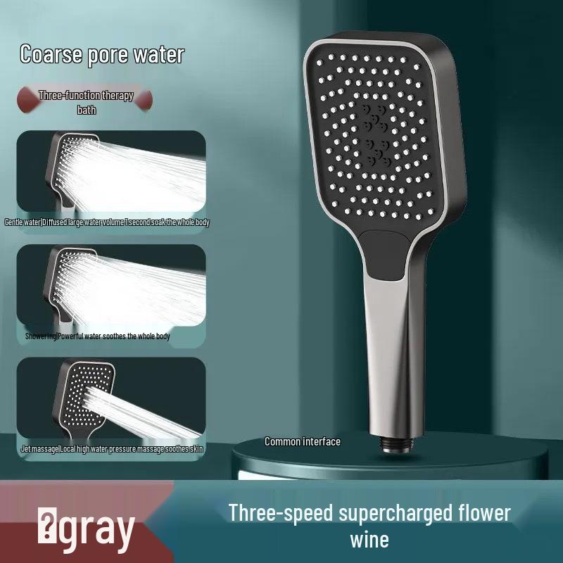Large Panel Pressurized Handheld Shower Head Set with Bracket and Hose