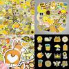 50 Pack Bright Yellow Waterproof Laptop Stickers With Cute Cartoon Designs For Travel