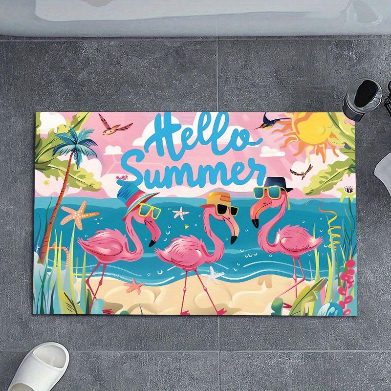 

Hello Summer Flamingo Doormat - Anti-Slip Welcome Mat for Home Decor, Perfect for Living Room, Bedroom, Bathroom Entrance 40x60cm