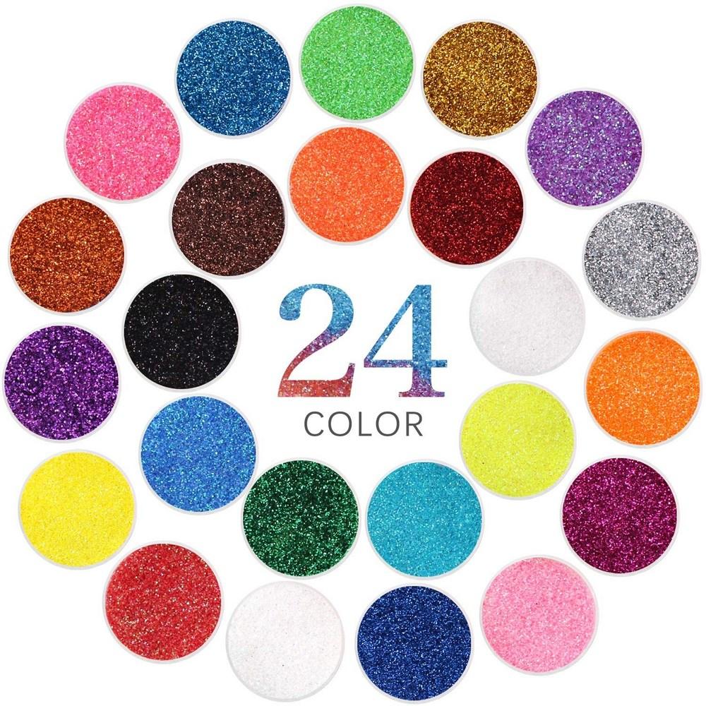 Extra Fine Holographic Glitter Powder for Crafts 24 Colors Nail Body Eye Hair Face Lip Gloss Makeup Single 24 Fine 1 pcs