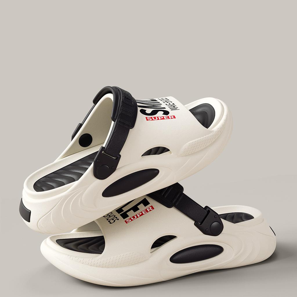 Fashion Litfun Men Thick Sole Slippers Summer Beach Slides Bathroom Anti Slip Slipper Men Sport Slides Ultra Soft Light Letter Slippers