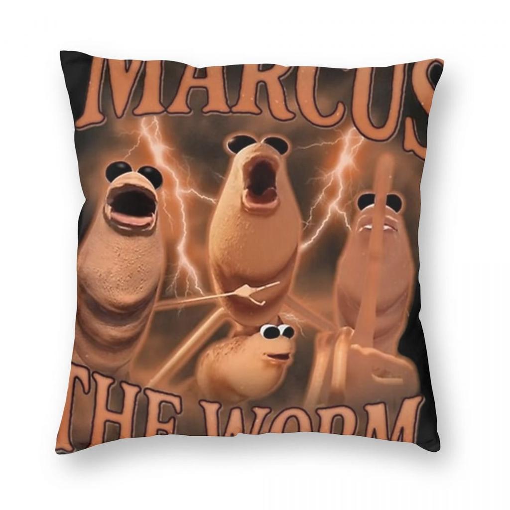 Marcus The Worm Robert Help Funny Meme Pillowcase Printed Polyester Cushion Cover Decor Pillow Case Cover Sofa Square 45X45cm