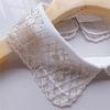 Elegant Organza Beaded Embroidered Faux Collar Necklace Half Shirt Blouse Choker Fashion Clothing Accessory for Women