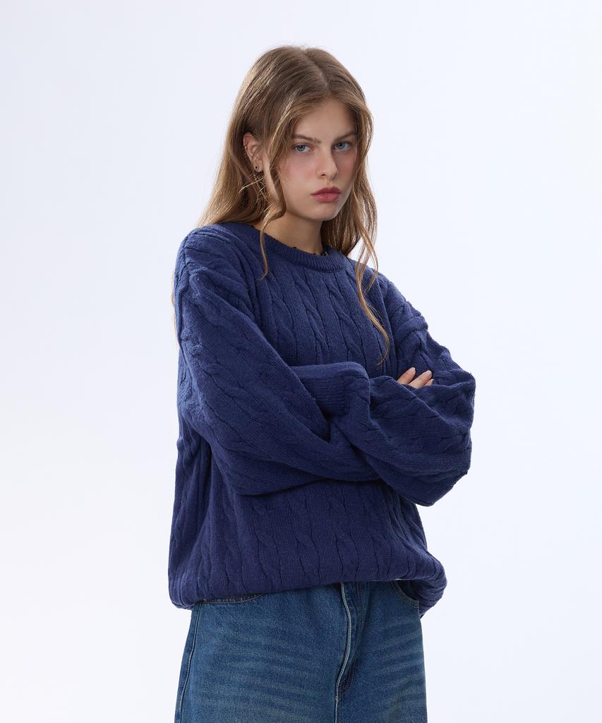 Yosemiti Cable Knit Navy Ykm-105