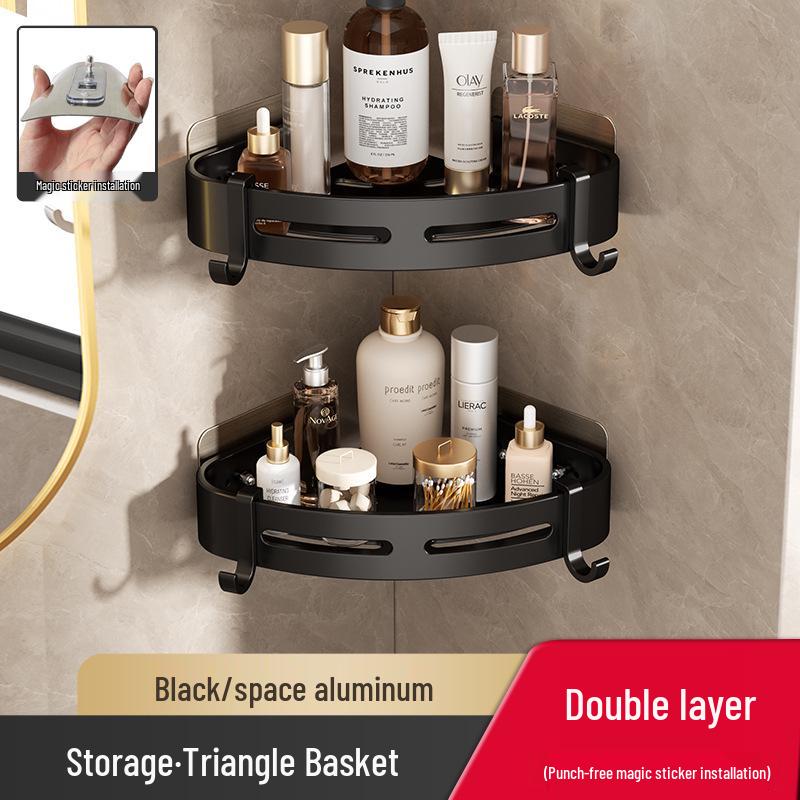 Punch-Free Wall-Mounted Bathroom Storage Shelf