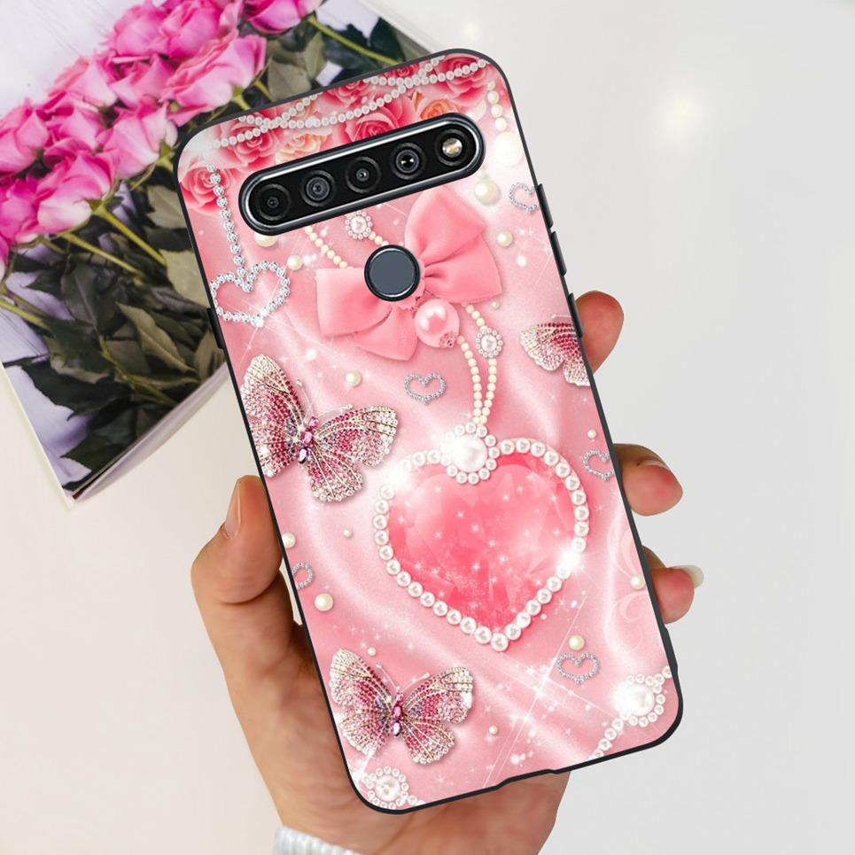 For LG K61 / Q61 / K62 / Q62 Case 2020 Fashion Back Cover Coque Flower Cartoon Animals Dragone Soft TPU Black Silicone Bumper