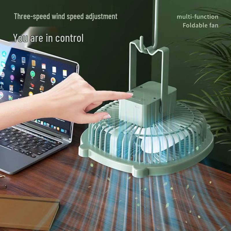 3-in-1 Silent Electric Fan: Desktop, Wall-Mounted, Folding, Dual-Use with USB Charging & Plug-In Options for Dorms & Homes.