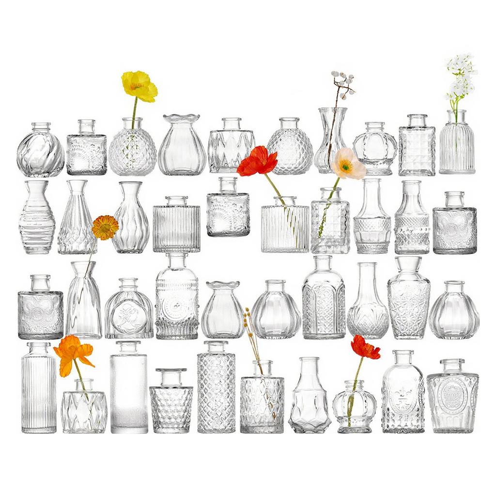 Small Flower Vase Clear Decorative Vase Clear Glass Bud Vases for Home Wedding Table Decorations
