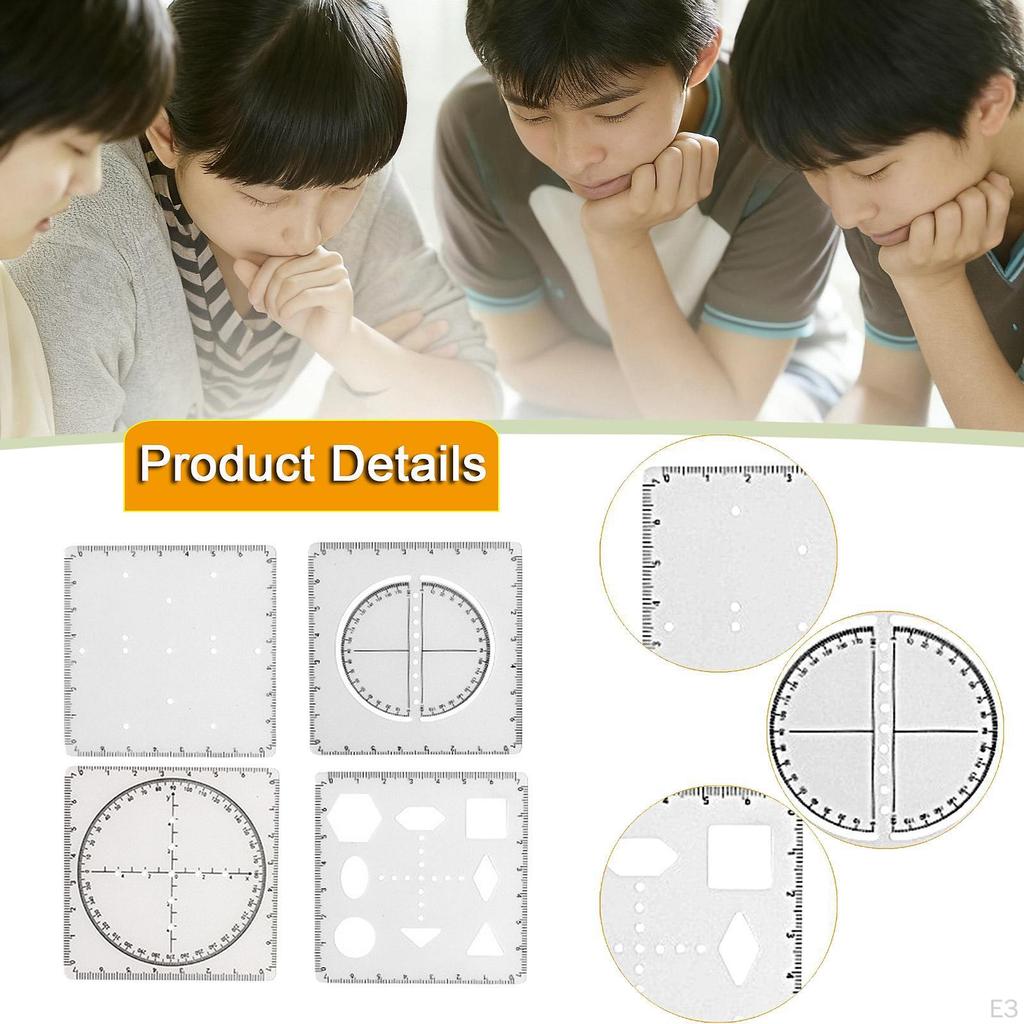 Geometric Drawing Stencil Ruler Measuring Template Mathematics Made of PVC