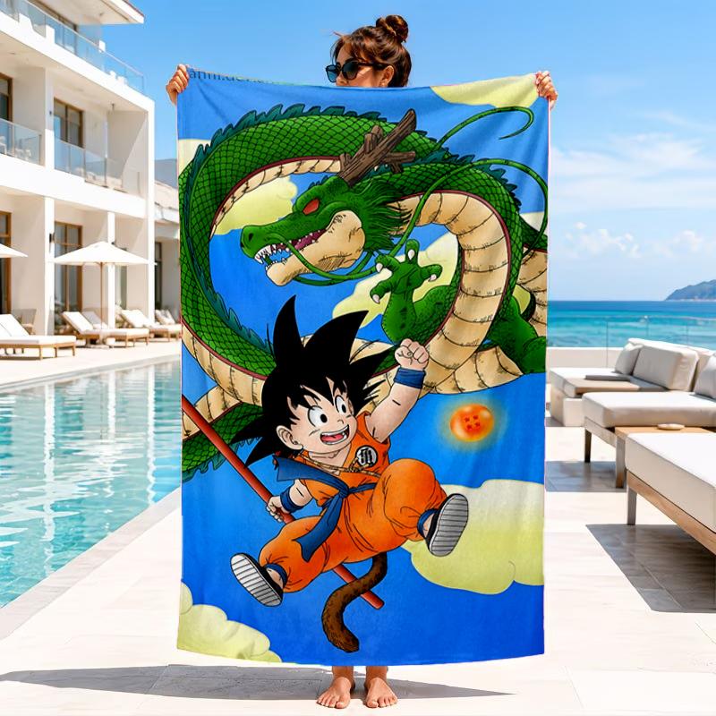 Toalla de Playa con Ilustración de Anime de Dragón, Toalla de Playa de Microfibra, Perfecta Para Piscina, Playa, Viajes, Decoración del Hogar, Regalos para Fans de Fiestas en la Playa