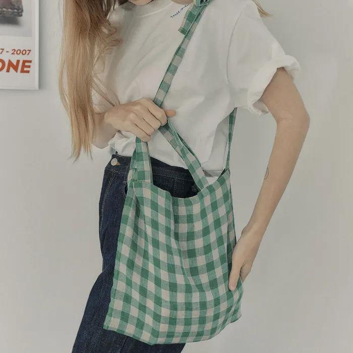 Wea Ribbon Linen Eco Bag Green