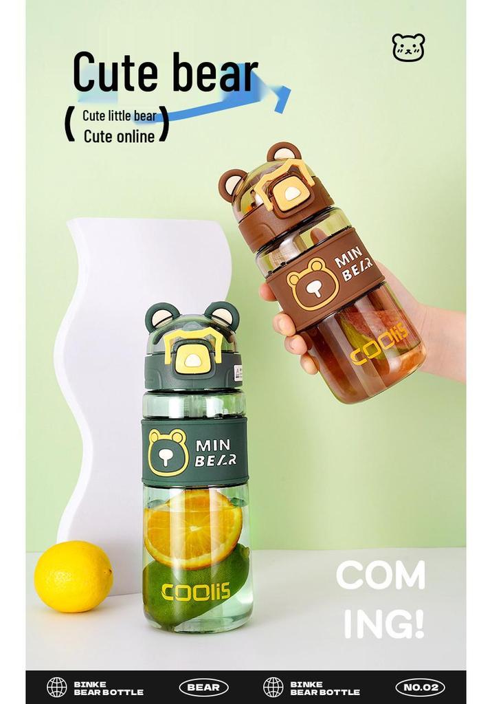 Cool Bear Summer Water Cup: Cute Cartoon Design, Large Capacity Plastic Kettle for Kids & Students
