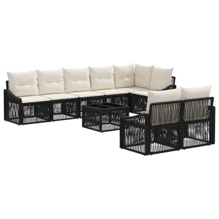 Maison Exclusive - Ensemble de canapé de jardin 9 pc Noir polyrotin