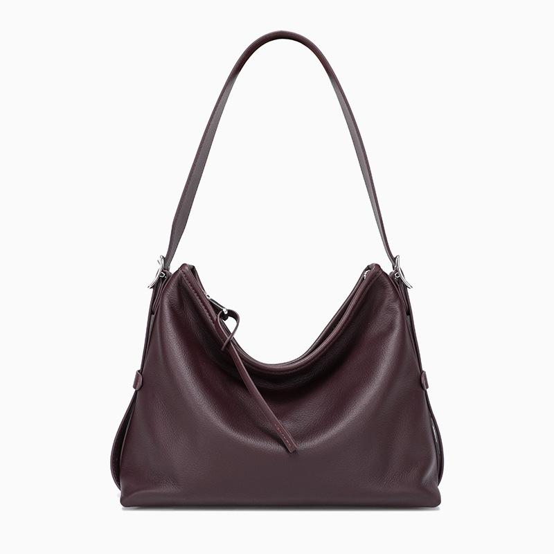 2025 New Genuine Leather Women's Bag High-End Commuter Tote Bag Large Capacity Versatile Niche Shoulder Bag