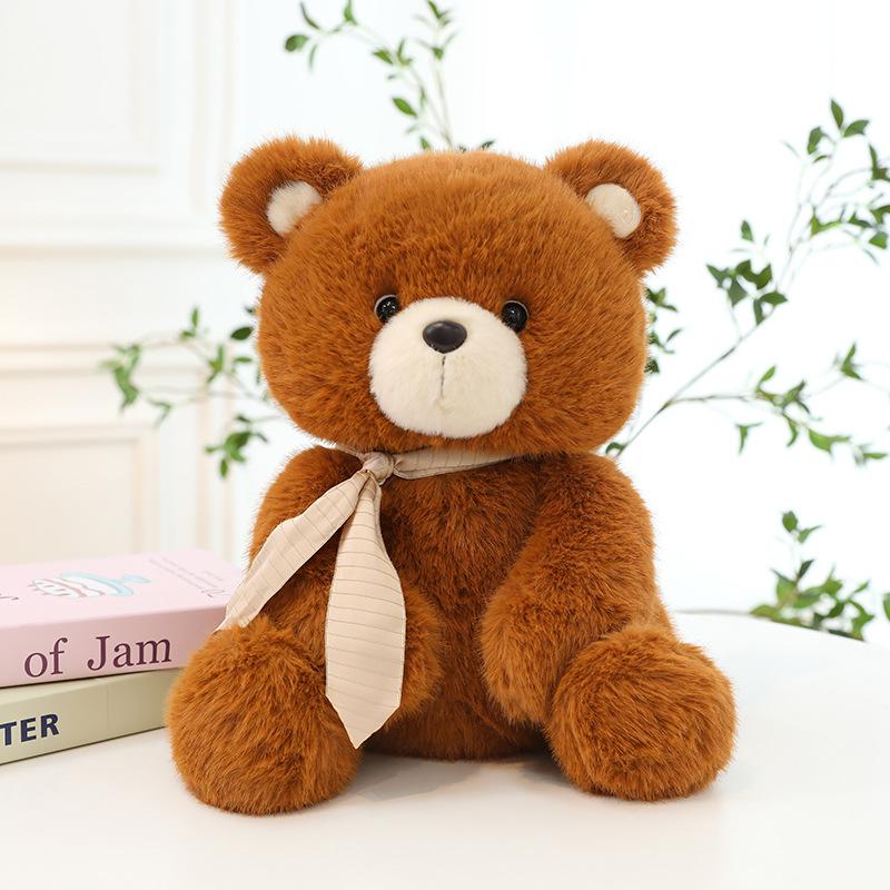 Brown Bear Doll Plush Toy Silk Scarf Teddy Bear Doll Grab Machine Doll Sleeping Pillow Birthday Gift Female