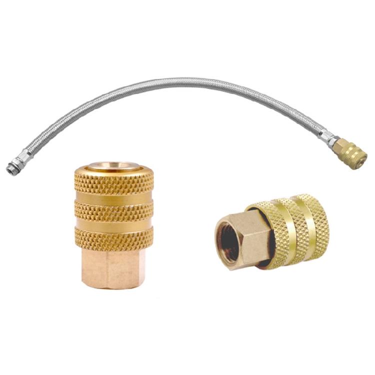Automotive Auto Locking Brass Air Chuck With Detachable 45.8cm Metal Tube 12.5mm Threaded Nozzle For Tire Inflation Systems