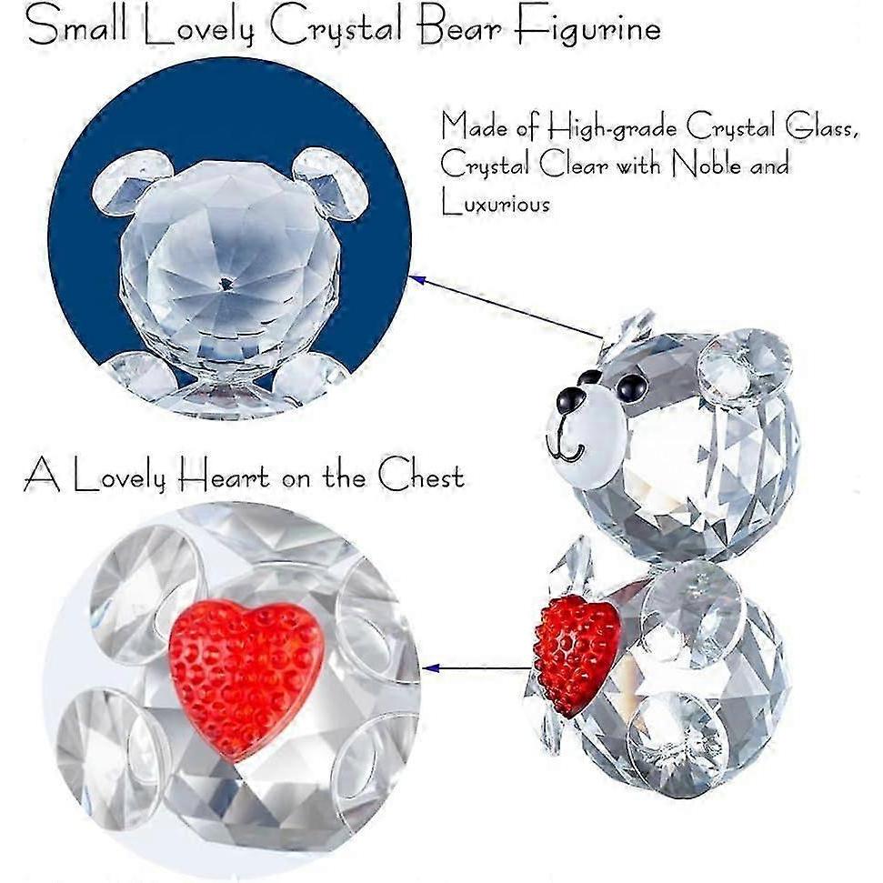 Crystal Bear Figurine Collection Pretty Glass Ornament Cute Statue Home Decor Table Animal Collectible Gift