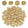 100Pcs Tibetan Style Alloy Beads, Flat Round with Saint Benedict Pattern, Antique Golden, 9.5x3mm, Hole: 1.8mm