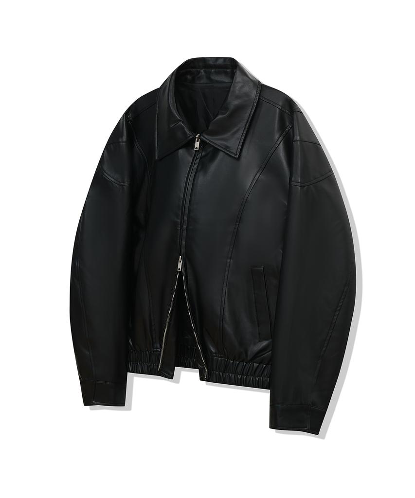 Standarderror 87-Stan062 Layer Line Leather Blouson Jacket Black