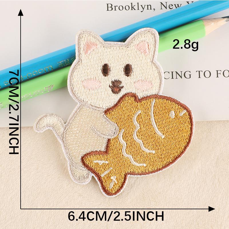 Cartoon Anime Cat Embroidery Self-Adhesive Patch - DIY Clothing Accessory