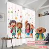 2pcs,2D Plane Printing Print Curtains Happy Youngsters Back To School Polyester Woven (without Rod) Gifts Ldeal for Bedroom,