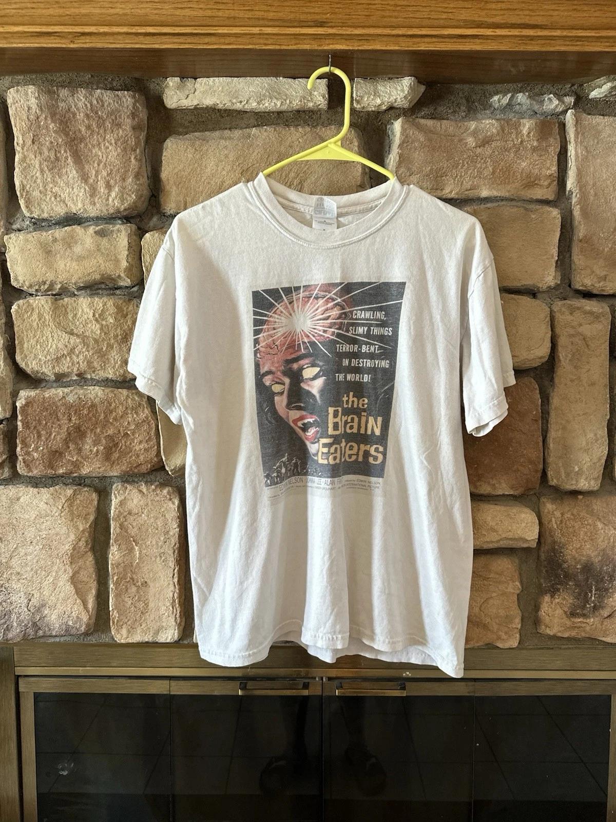 VTG 90s/00s The Brain Eaters 1958 Horror Movie Promo T Shirt Size M White Gildan 2XL