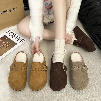 European Matte Bag Head Bo Shoes Ken Slippers Women's 2025 Autumn and Winter New Fashion Versatile Lamb Wool Muller Half Drag